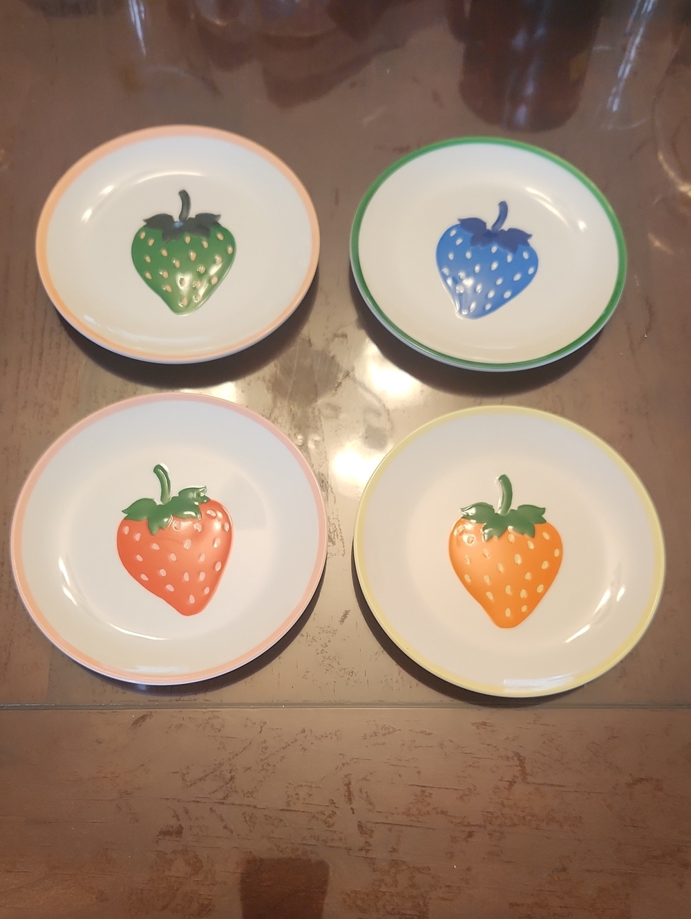 Kate Spade New York Strawberry Melamine Colorful Four Piece Plate Set 6” Round